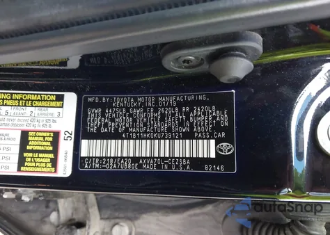 2019 Toyota Camry Se from USA, damaged, VIN 4T1B11HK0KU739121